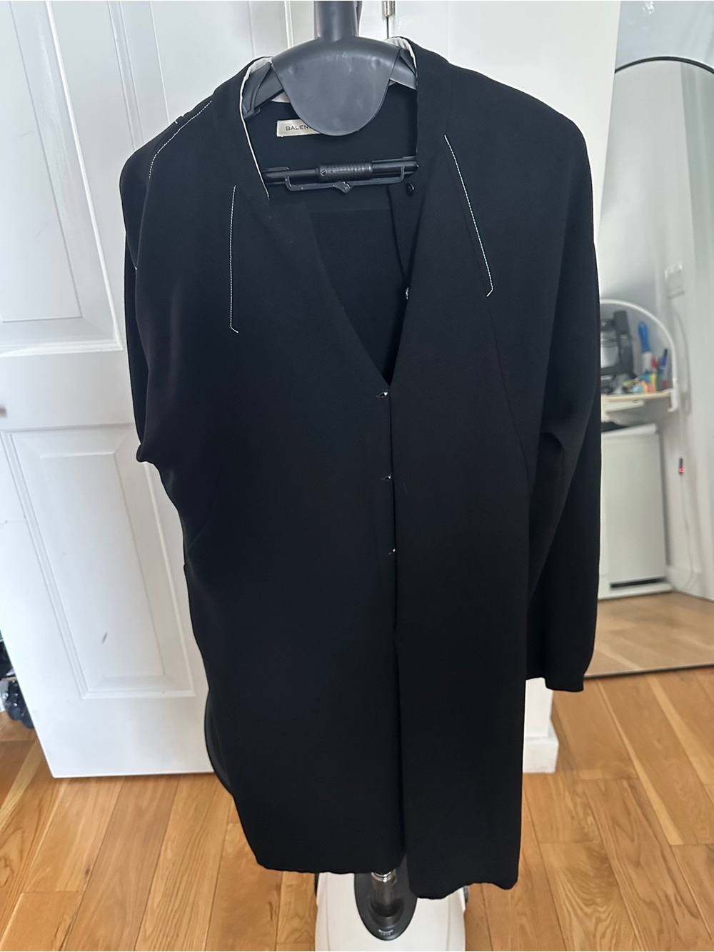 Balenciaga Black Women’s Long Sleeve V-Neck Dress